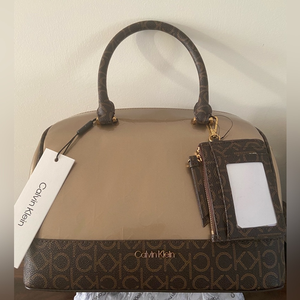 Calvin Klein - Ashley Embossed Signature Top Zipper Satchel (NWT)